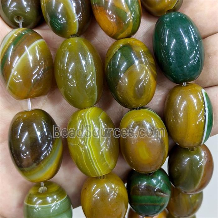 Natural Agate Barrel Beads Olive Dye