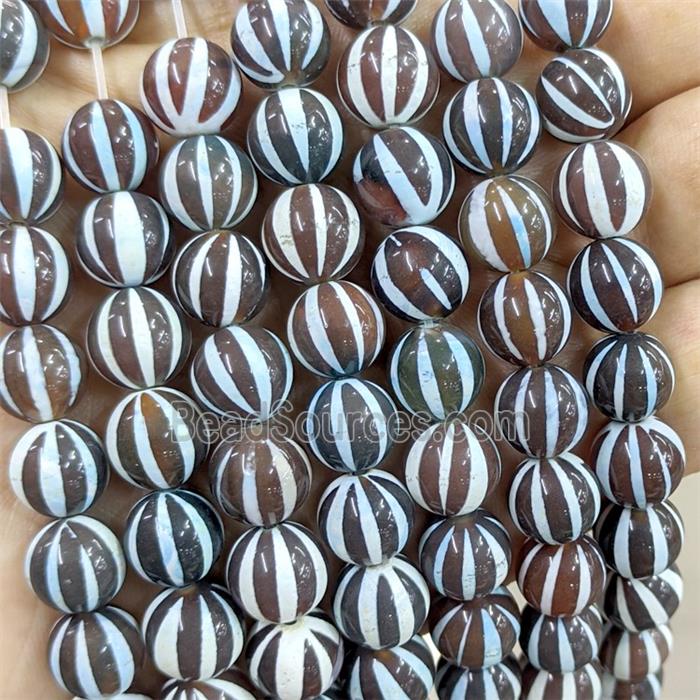 Tibetan Style Agate Beads Smooth Round Dye