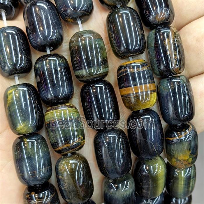Tiger Eye Stone Barrel Beads Blue Yellow