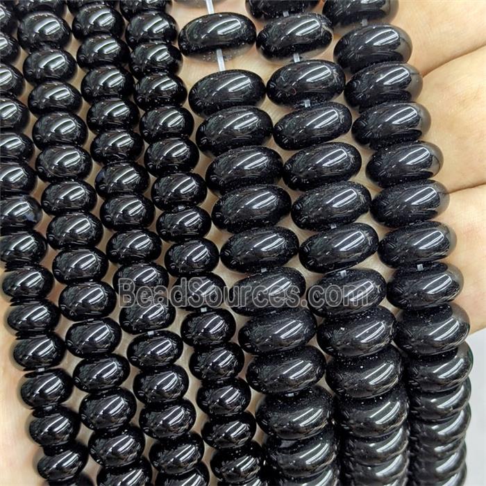 Black Onyx Agate Rondelle Beads Smooth