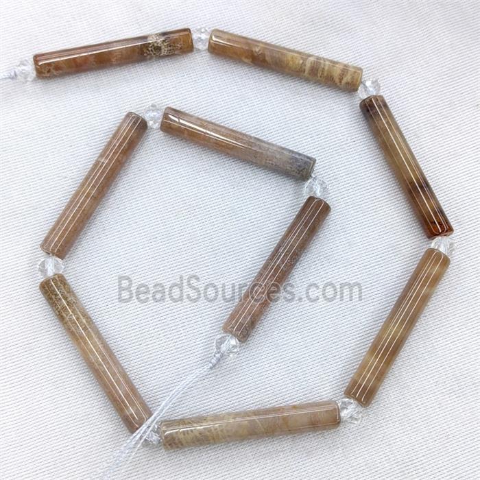 Natural Coral Fossil Column Beads Tube