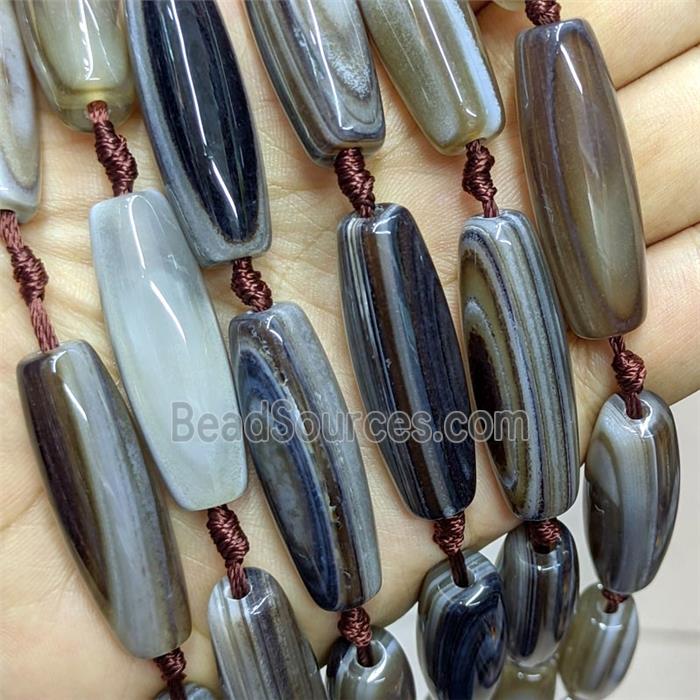 Natural Stripe Agate Rice Beads Banded Coffee Dye