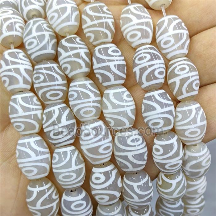 Tibetan Agate Barrel Beads White