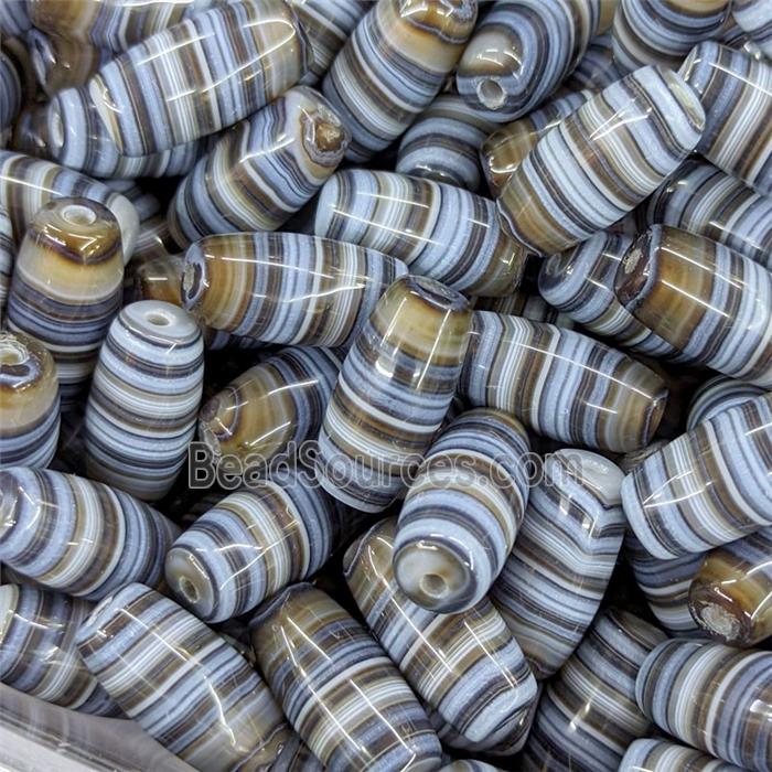 Natural Striped Agate Rice Beads