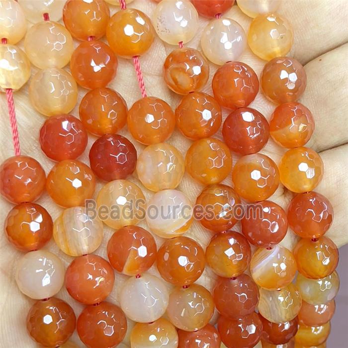 Natural Red Carnelian Agate Round Beads Faceted
