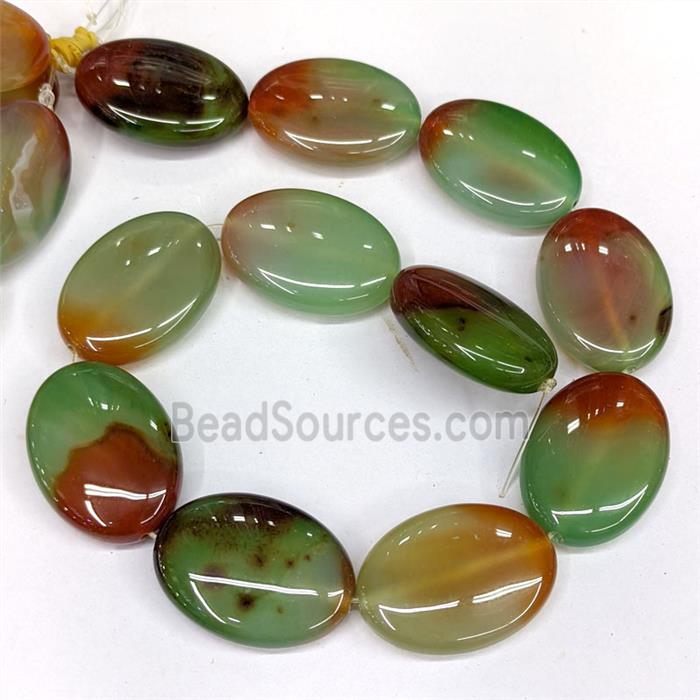 Green Red Agate Oval Beads Dye
