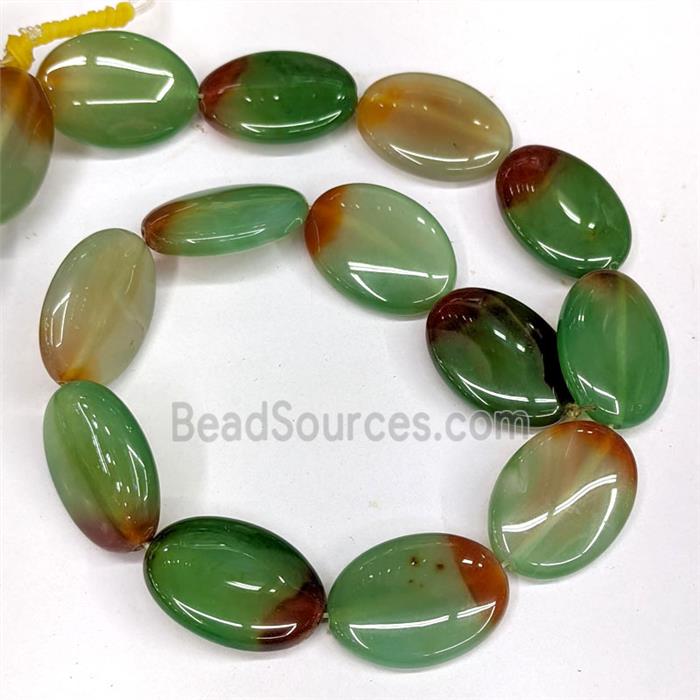 Green Red Agate Oval Beads Dye