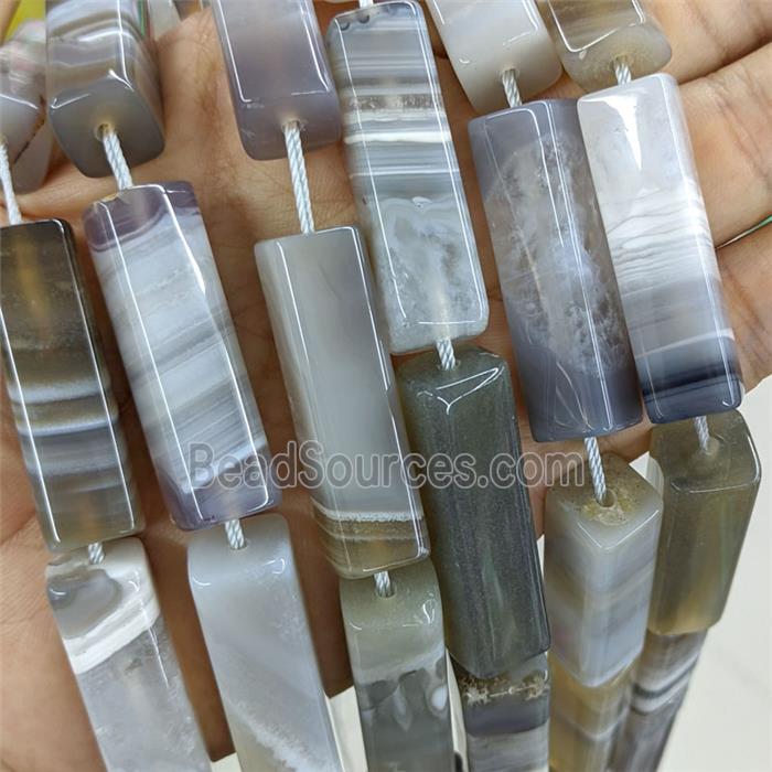 Natural Gray Agate Druzy Cuboid Beads