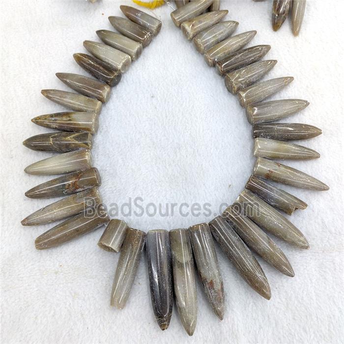Natural Bamboo Shoot Fossil Bullet Beads Topdrilled Graduated