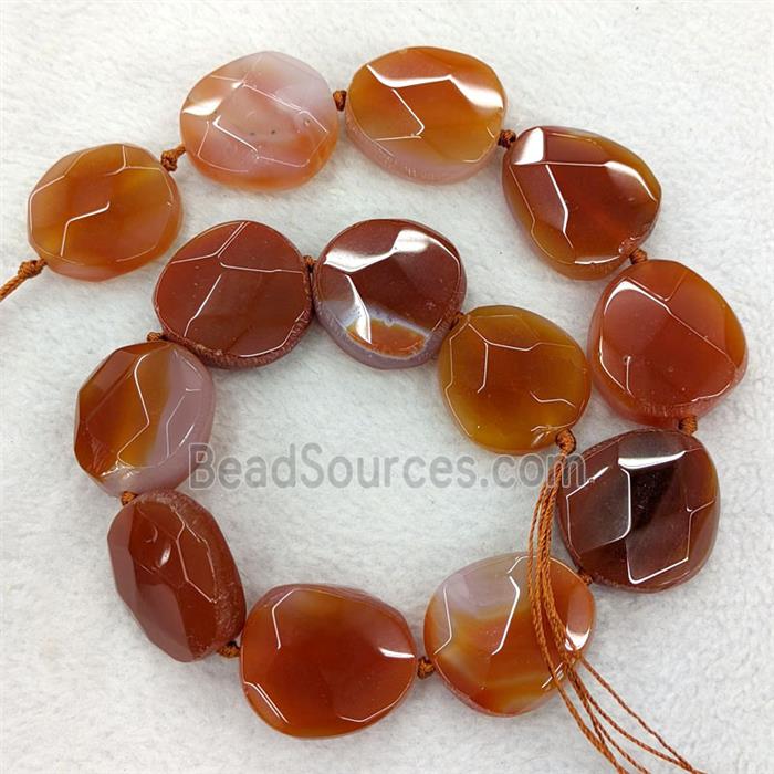 Natural Red Carnelian Agate Slice Beads Freeform Faceted