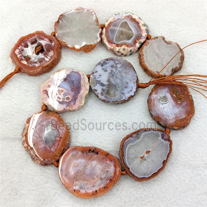 Natural Carnelian Agate Slice Beads Red Freeform