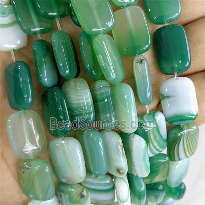 Green Stripe Agate Rectangle Beads Dye