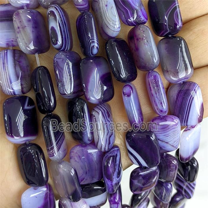 Puprle Stripe Agate Rectangle Beads Dye