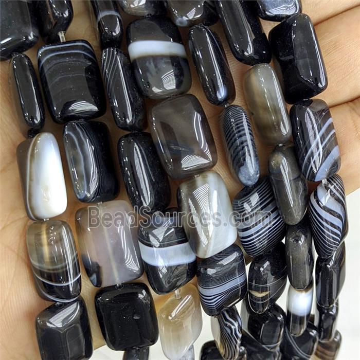 Black Stripe Agate Rectangle Beads Banded Dye