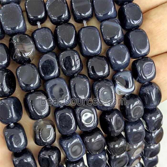 Black Agate Cuboid Beads Dye