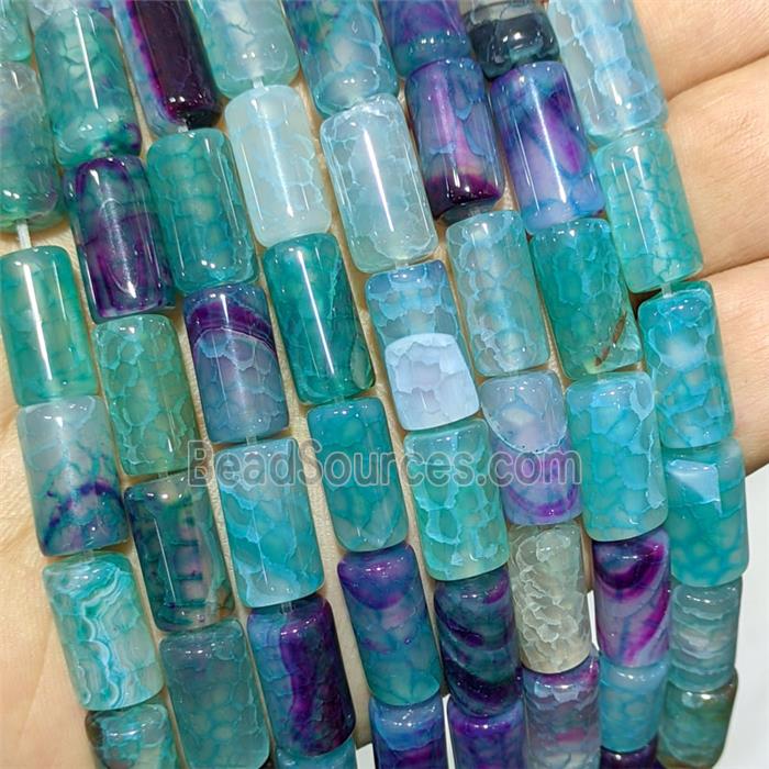 Green purple Agate Tube Beads Dye