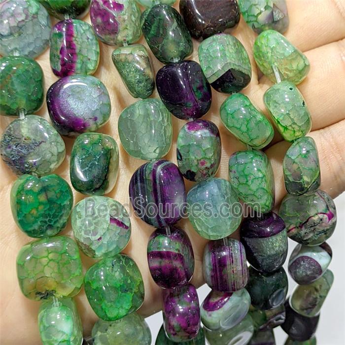 Green Purple Veins Agate Chip Beads Freeform Dye