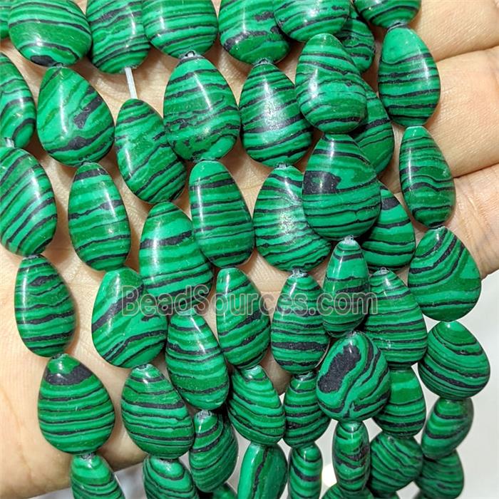 Synthetic Malachite Teardrop Beads Flat Green