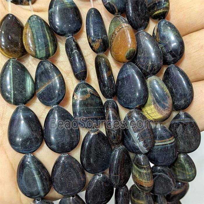 Tiger Eye Stone Teardrop Beads Flat