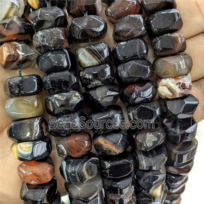 Black Agate Rondelle Beads Faceted Dye