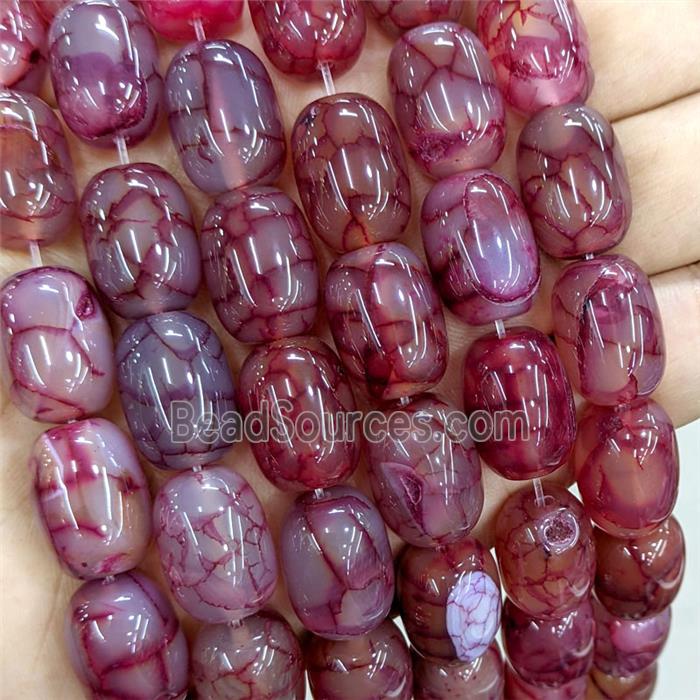 Natural Veins Agate Barrel Beads Red Dye