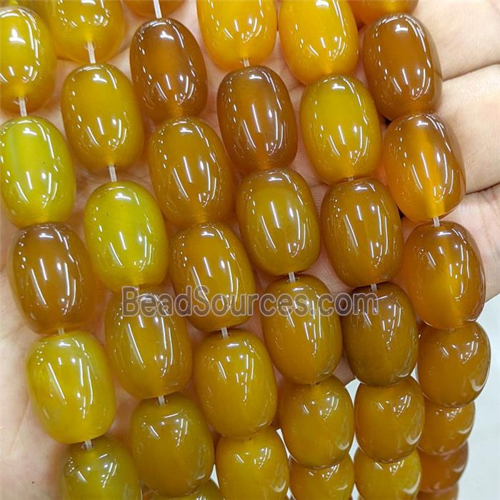 Natural Agate Barrel Beads Brown Dye