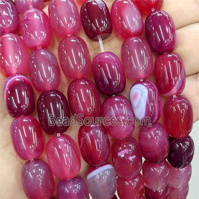 Natural Stripe Agate Barrel Beads Red Dye