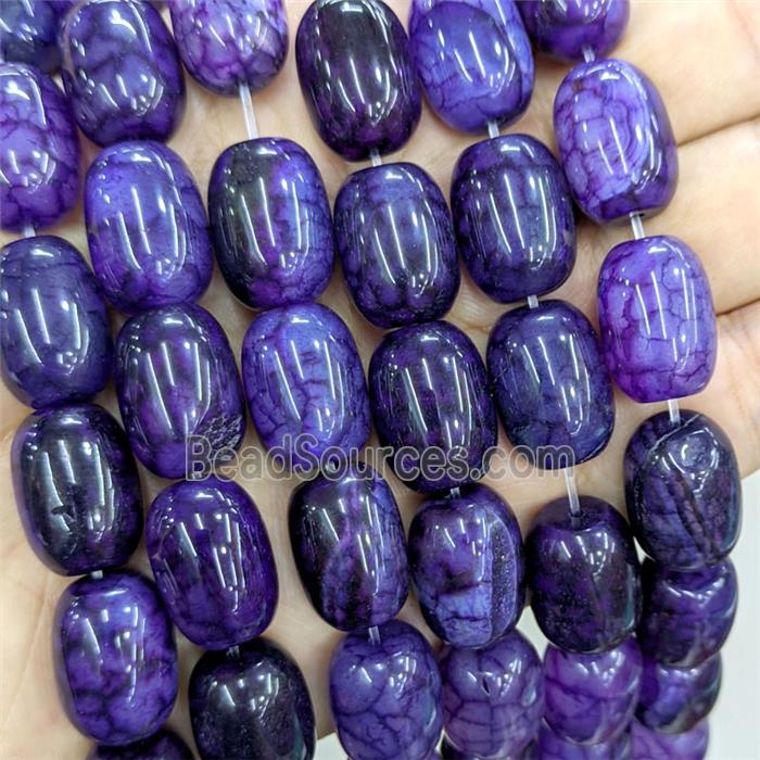 Natural Veins Agate Barrel Beads Purple Dye