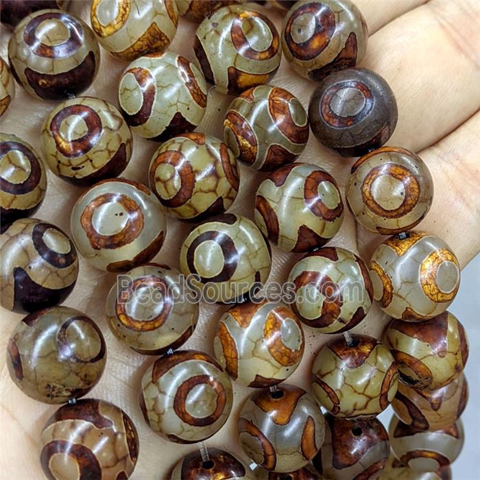 Tibetan Agate Beads Eye Coffee Smooth Round