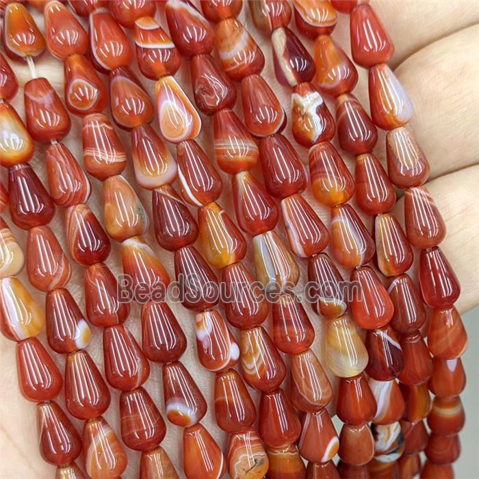 Natural Red Stripe Agate Teardrop Beads Dye