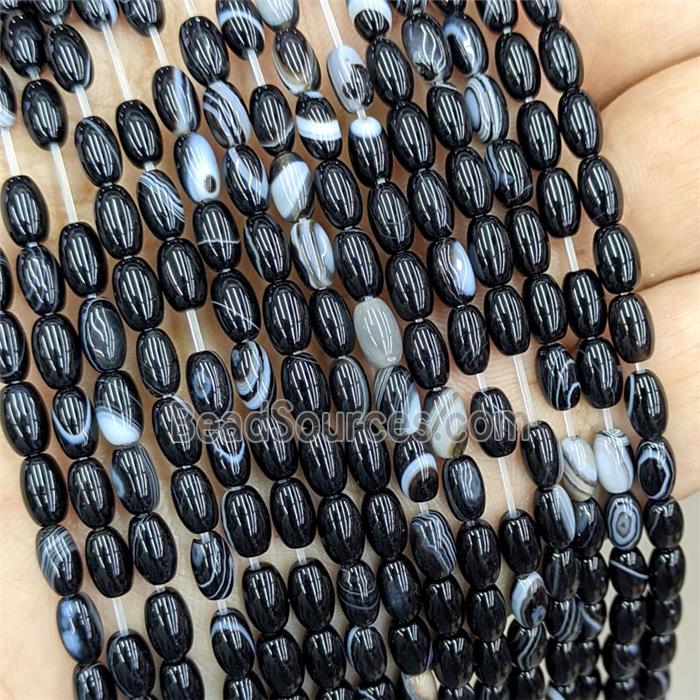 Natural Black Stripe Agate Rice Beads Dye