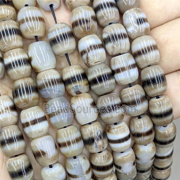 Tibetan Agate Barrel Beads Coffee Black Dye