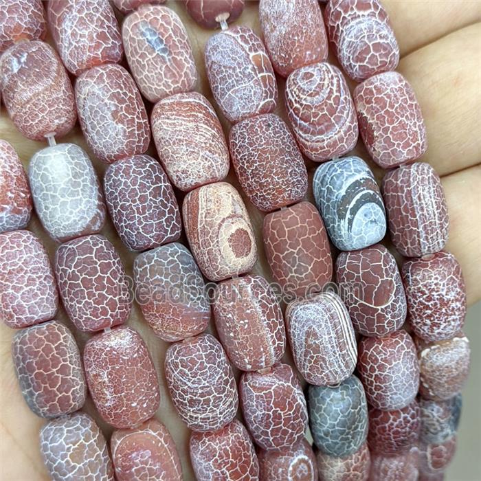 Red Fire Agate Barrel Beads