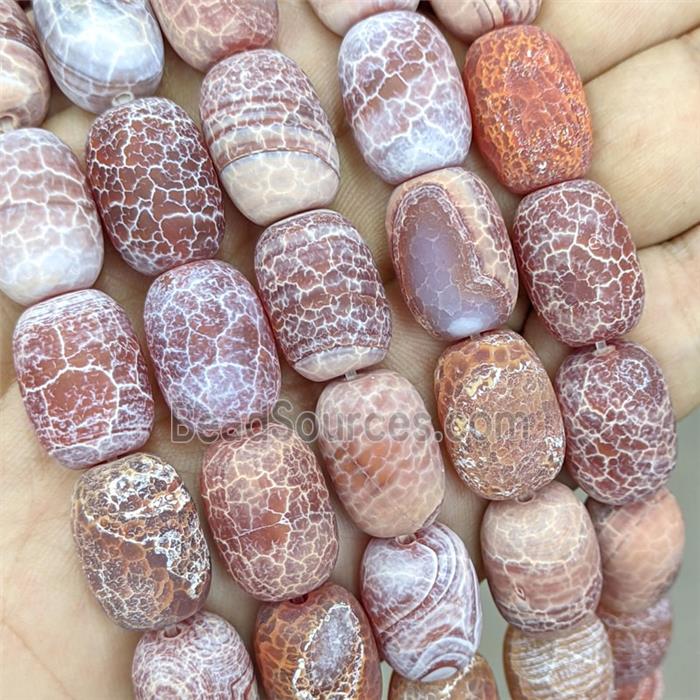 Red Fire Agate Barrel Beads