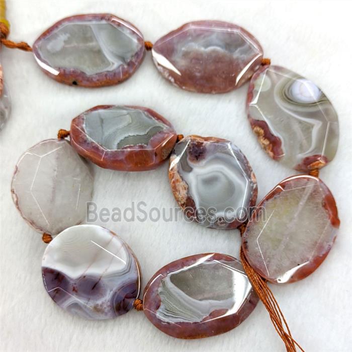 Natural Carnelian Agate Oval Beads Faceted