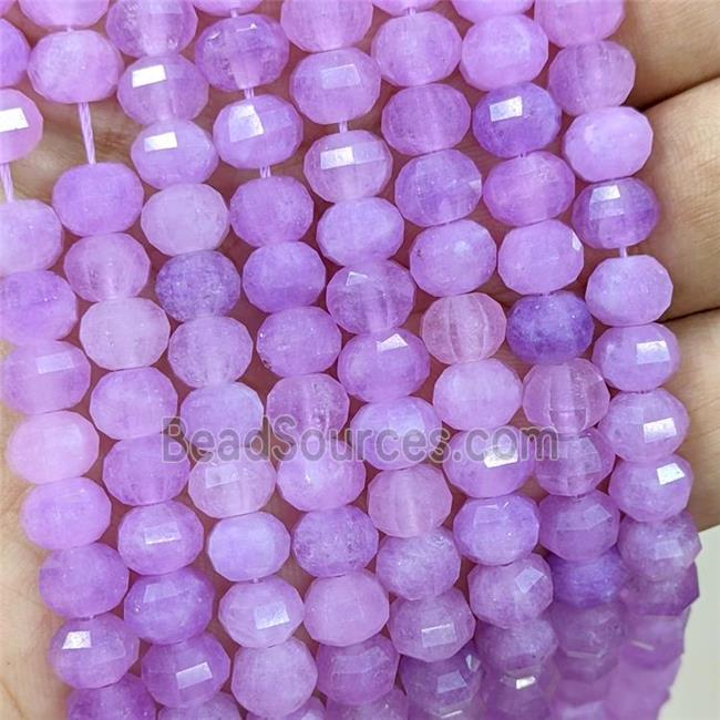 Natural Jade Beads Lavender Dye Faceted Pumpkin