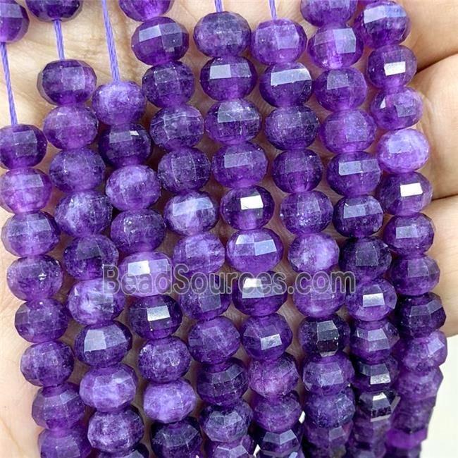 Natural Jade Beads Purple Dye Faceted Pumpkin