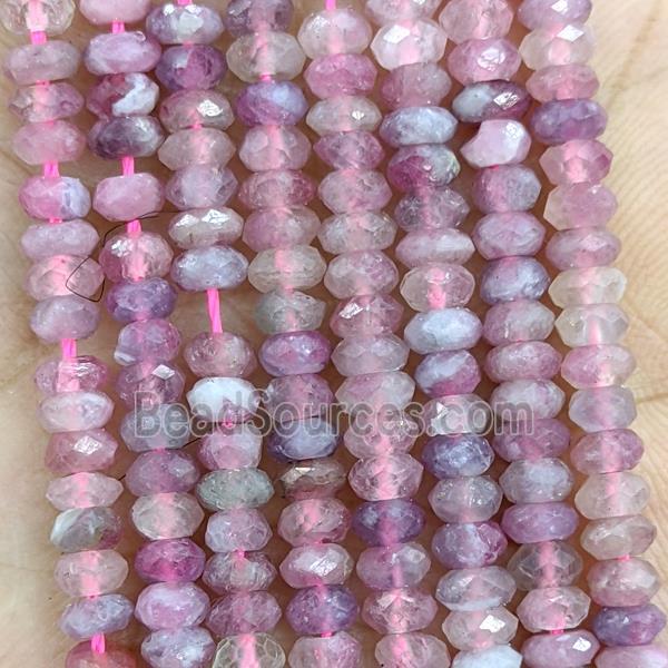 Natural Pink Tourmaline Beads Faceted Rondelle