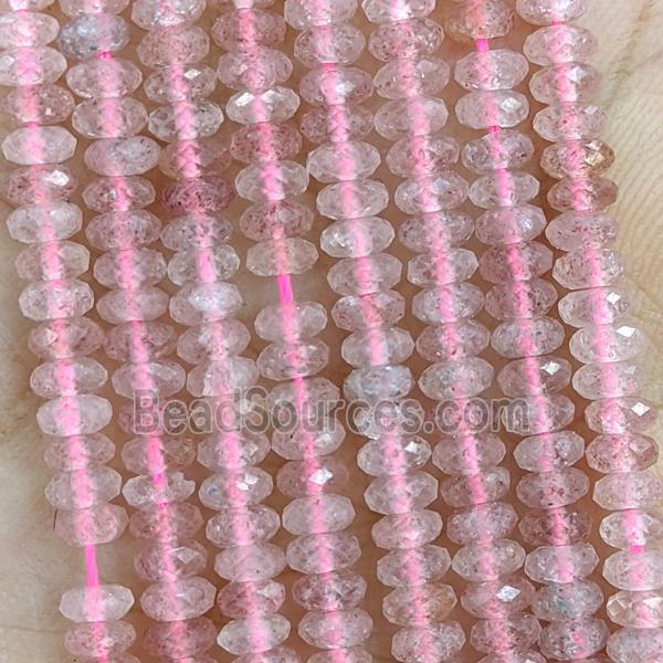 Natural Pink Strawberry Quartz Beads Faceted Rondelle