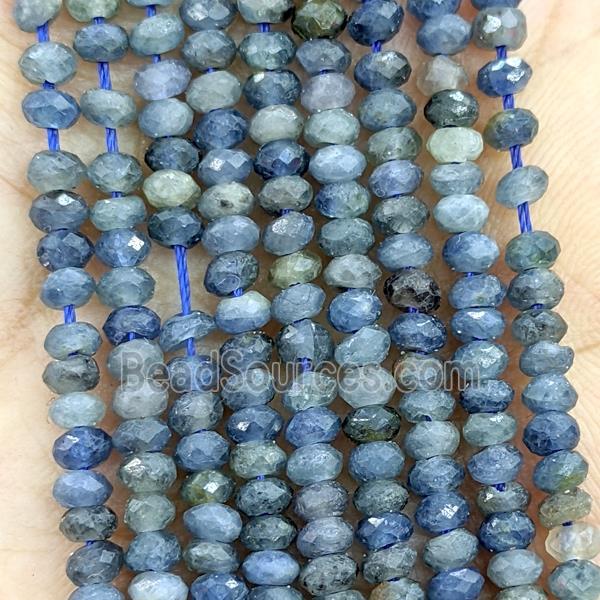 Natural Blue Sapphire Beads Faceted Rondelle