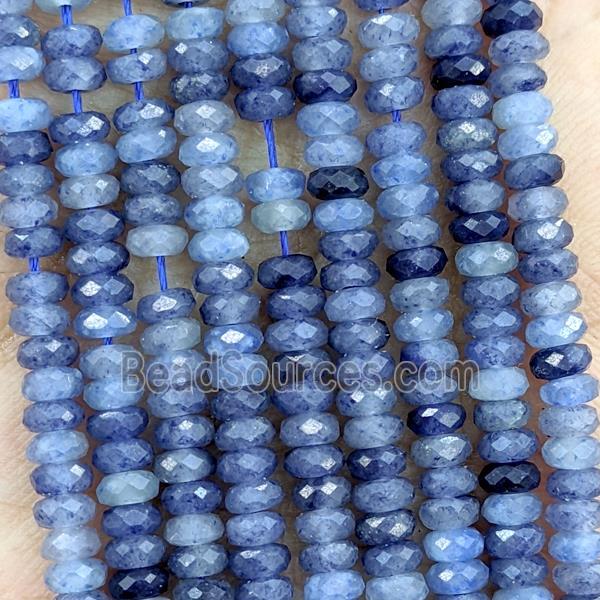 Blue Dye Jade Beads Faceted Rondelle