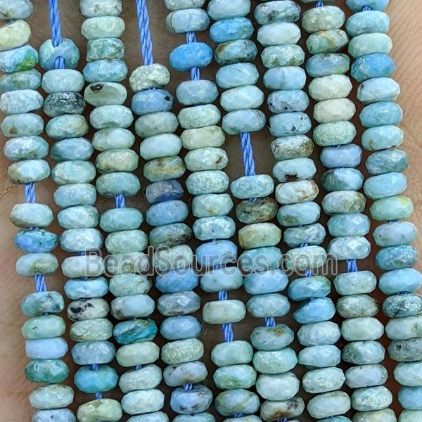 Natural Chinese Turquoise Beads Faceted Rondelle Blue