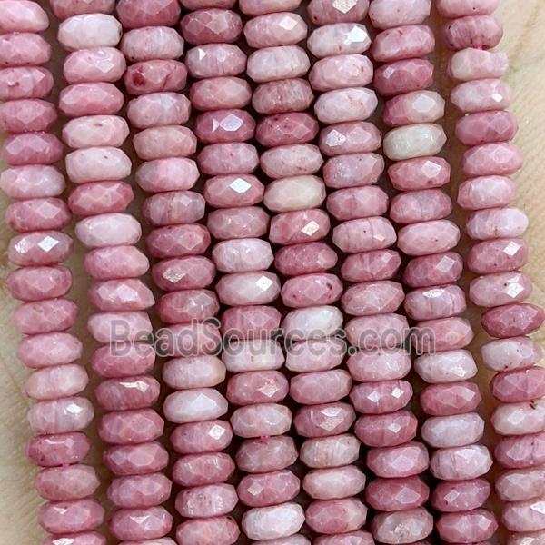 Natural Pink Wood Lace Jasper Beads Faceted Rondelle