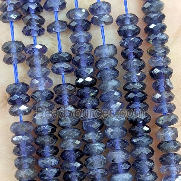 Natural Iolite Beads Faceted Rondelle Inkblue