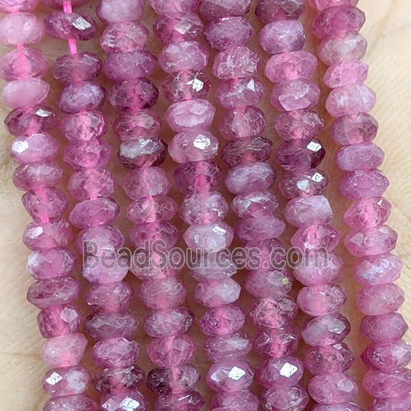 Natural Pink Tourmaline Beads Faceted Rondelle