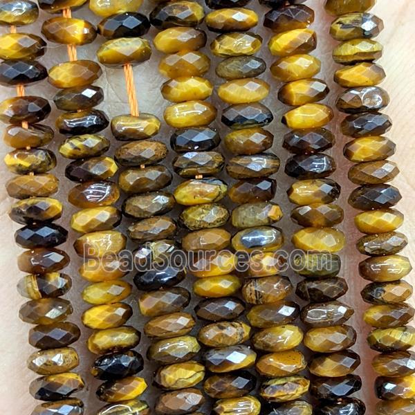 Natural Tiger Eye Stone Beads Faceted Rondelle