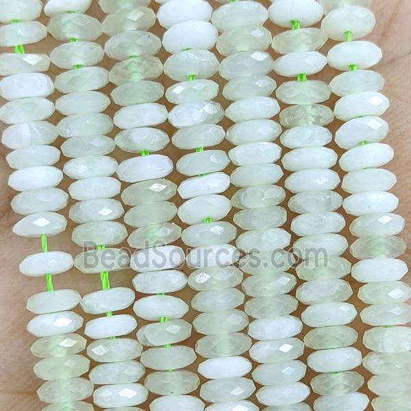 Natural New Mountain Jade Beads Lt.green Faceted Rondelle