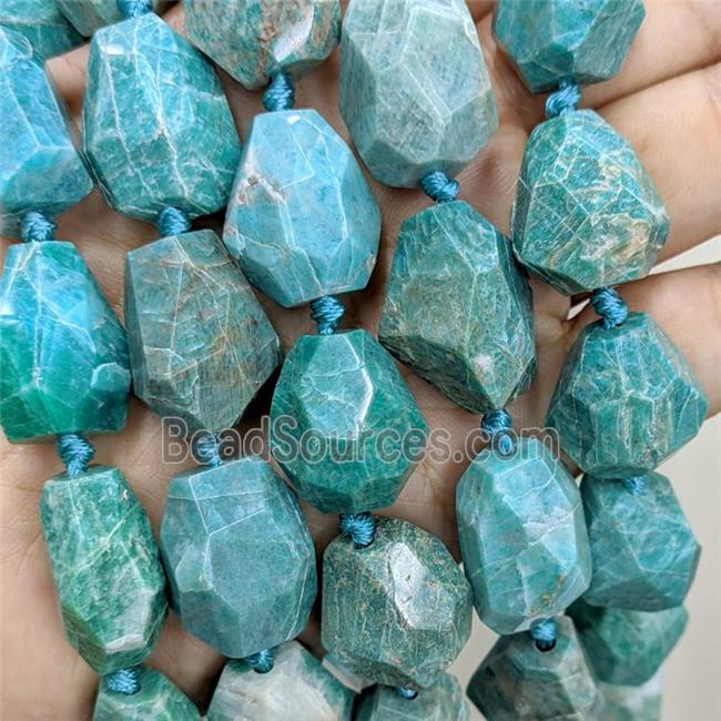 Natural Green Amazonite Nugget Beads Faceted Freeform