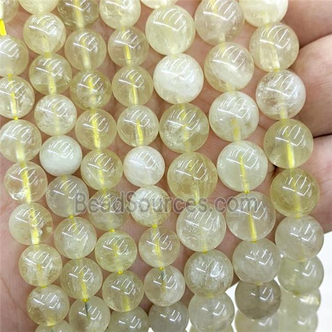 Natural Lemon Quartz Beads Smooth Round