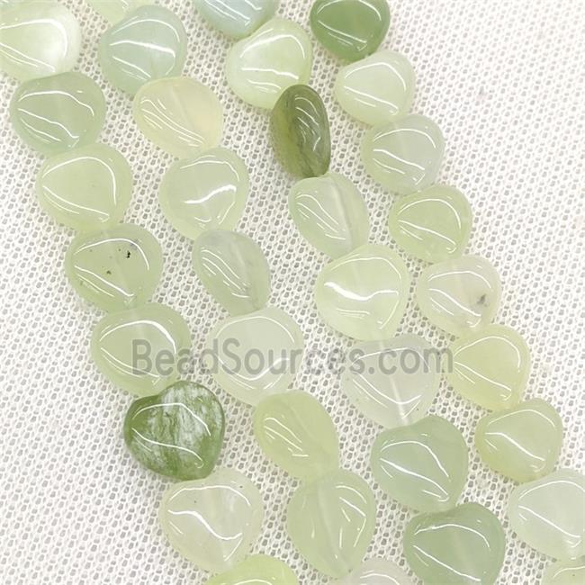 Natural New Mountain Jade Heart Beads Lt.green